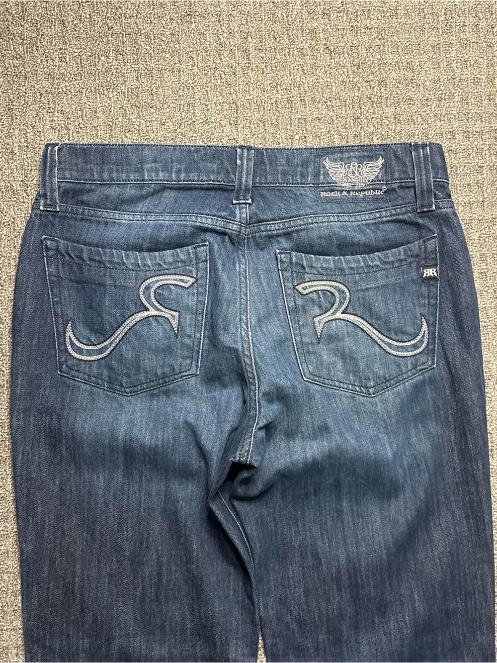 Y2K 2000s style Rock and Republic Embroidered Baggy Jeans | $40